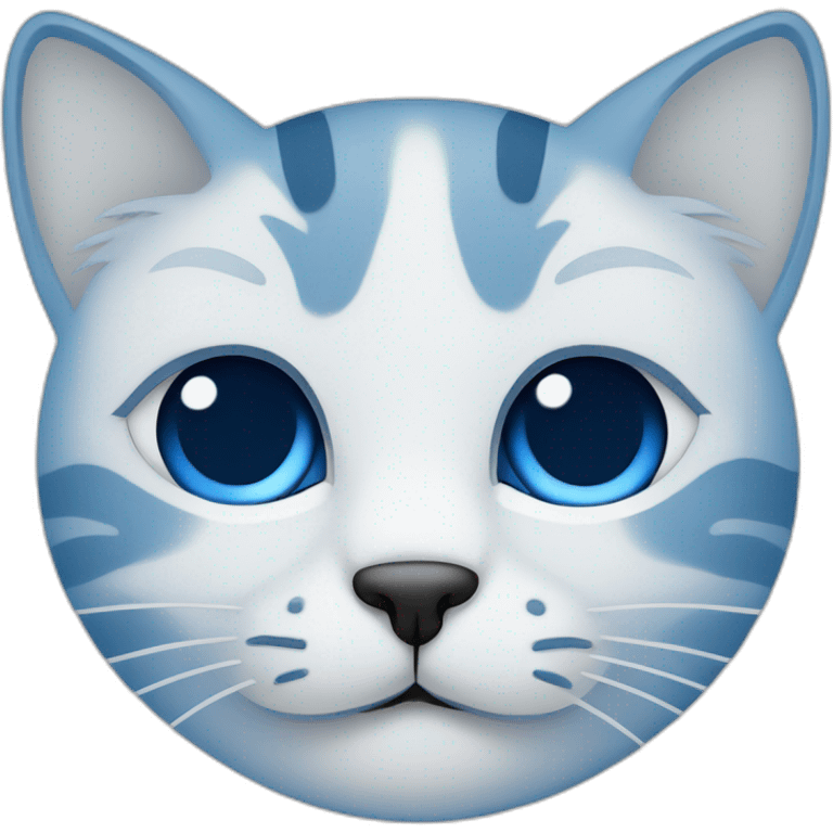 Blue simplistic sketch of a cute cat face emoji