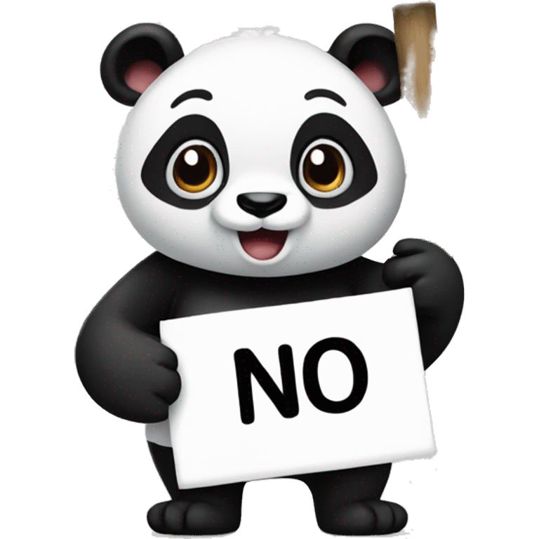 Panda holding a sign that says no emoji