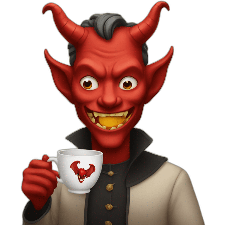 devil drinking tea emoji