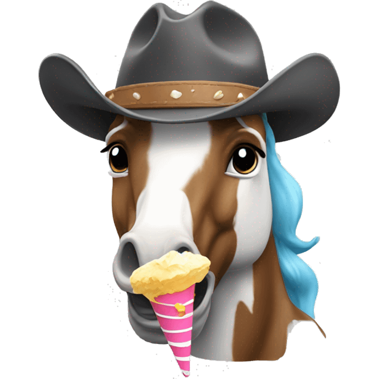 cowboy unicorn eating icecream  emoji