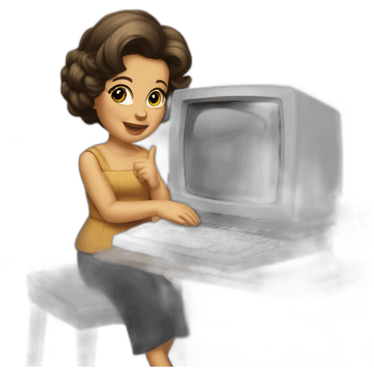 70's housewife infant hacker at the computer emoji