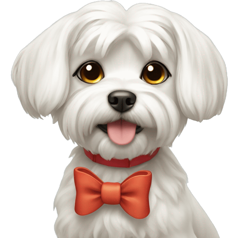 Maltese dog with bow emoji