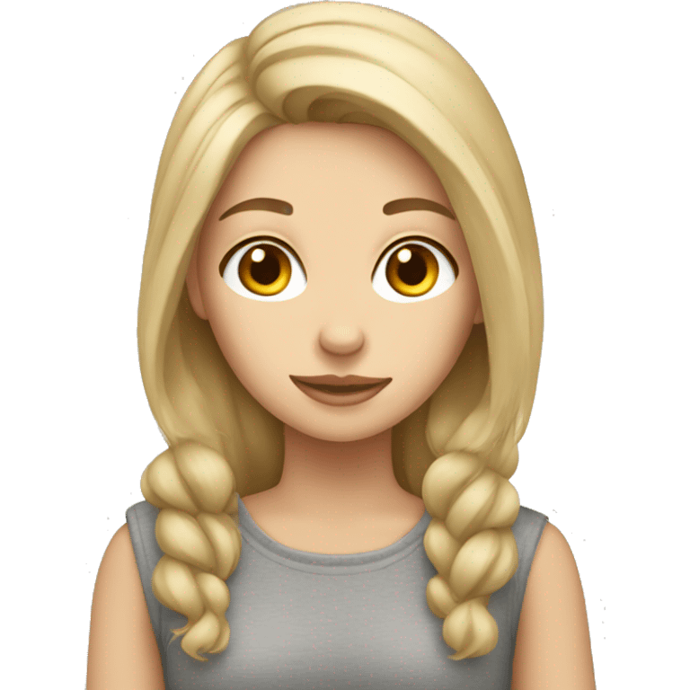 Blonde girl with gray tabby cat emoji