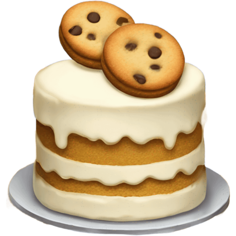 Vanilla cake with chocolate chip cookies on top  emoji