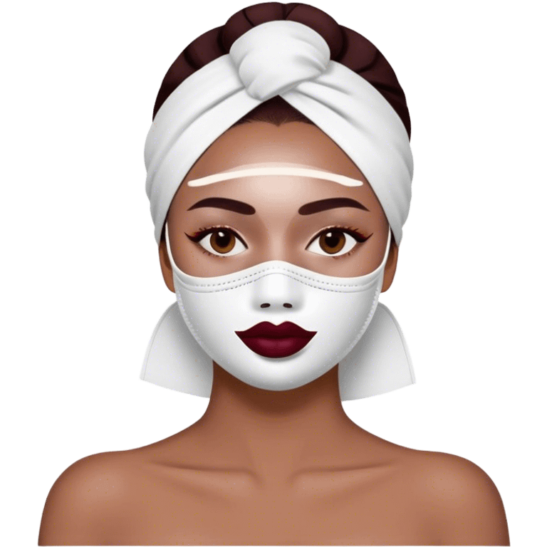 Lady with face mask spa beauty full face relaxing Burgundy emoji