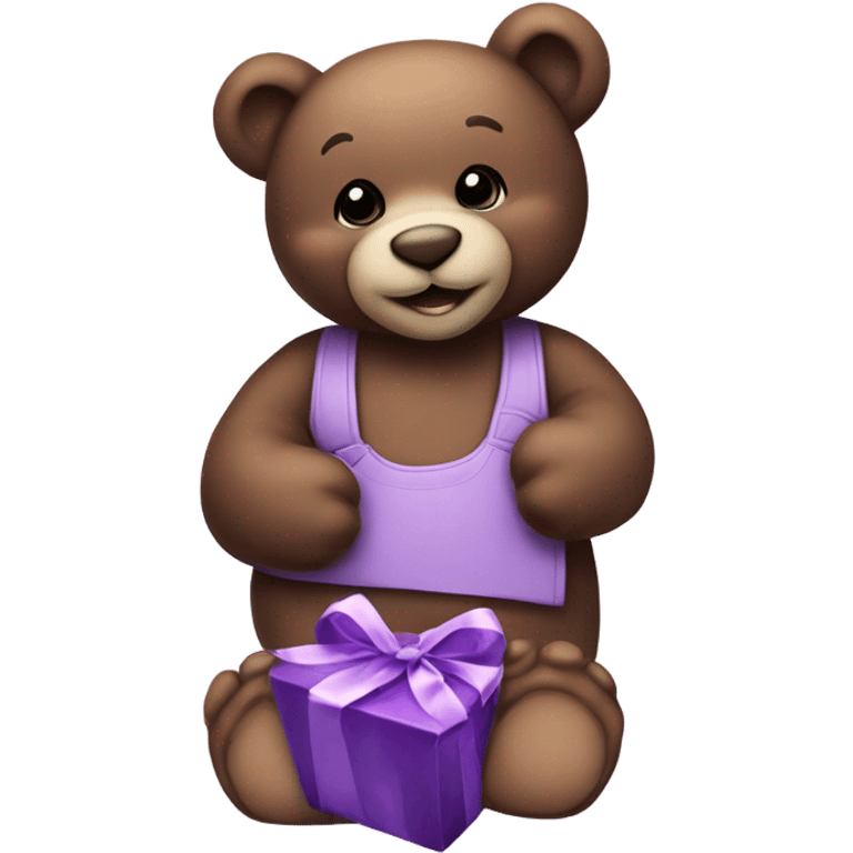  purple Teddy Bear holding chocolates and pink & purple roses emoji