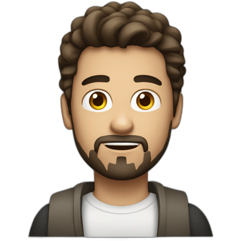 Young Brunette Man with goatee and slick hair using macbook emoji