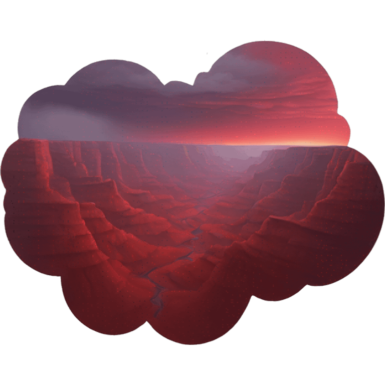 Dark-red clouds covering canyon emoji