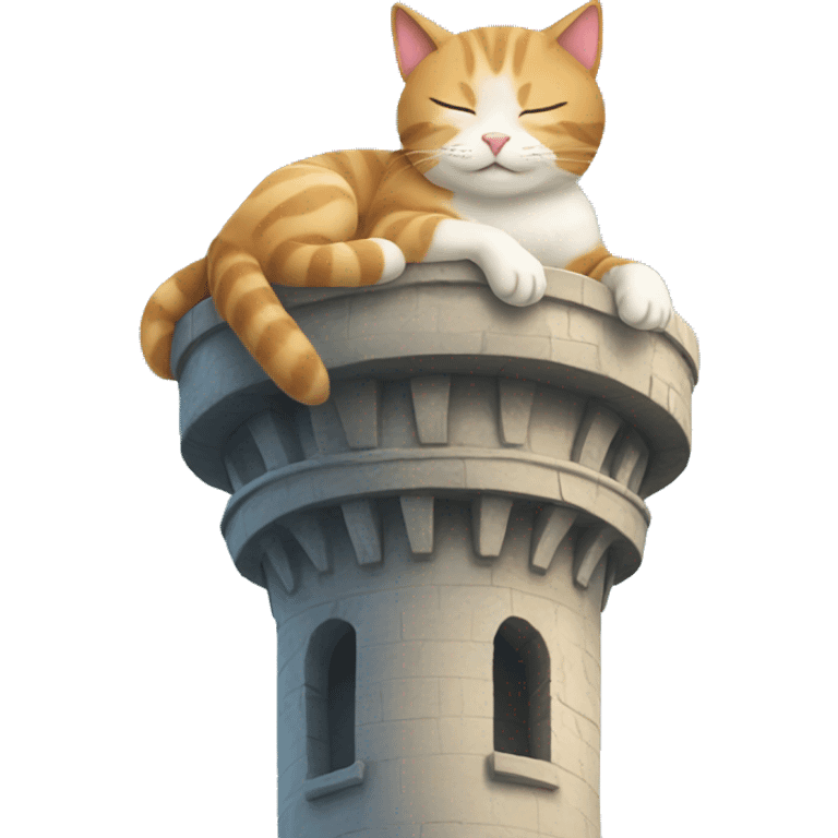 Cat sleeping on a tower emoji