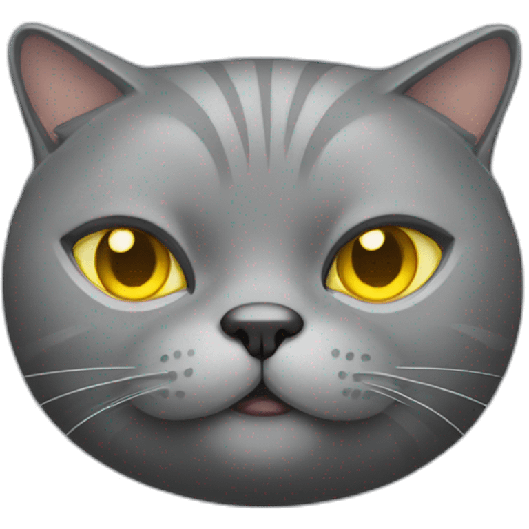 Grey Fat cat with yellow eyes emoji