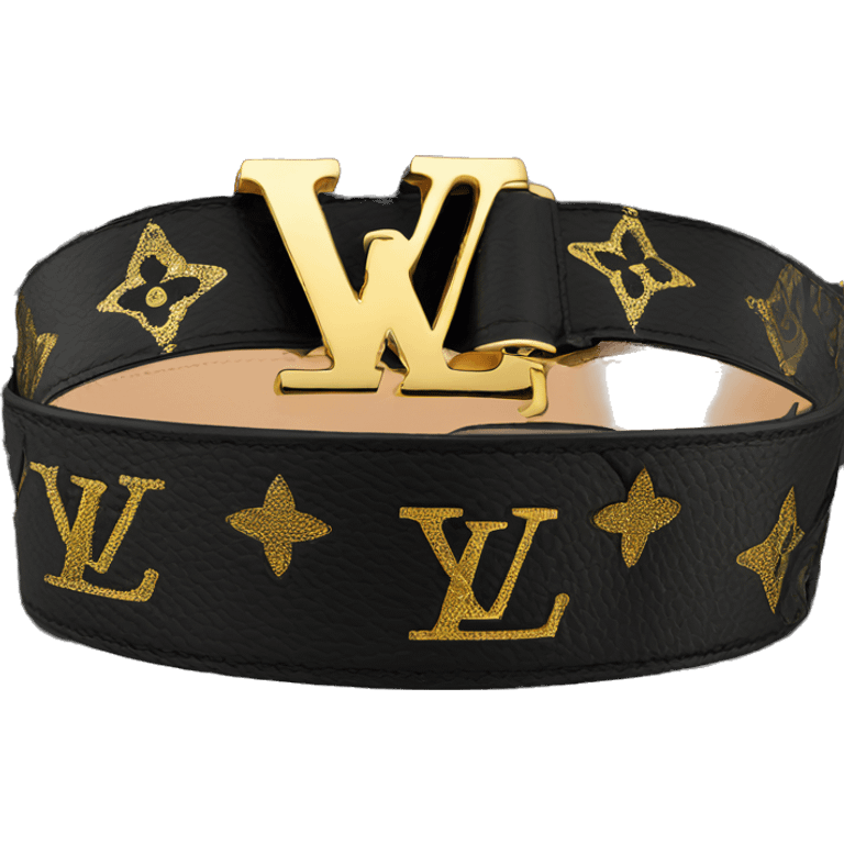 Luxury Black Louis hVuitton belt with Gold buckle emoji