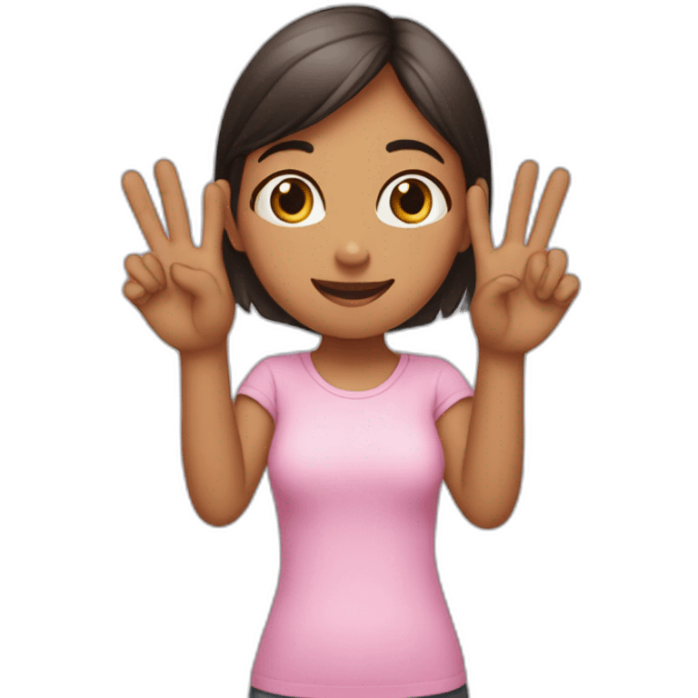 girl showing THREE out of five fingers up on her ONE hand emoji