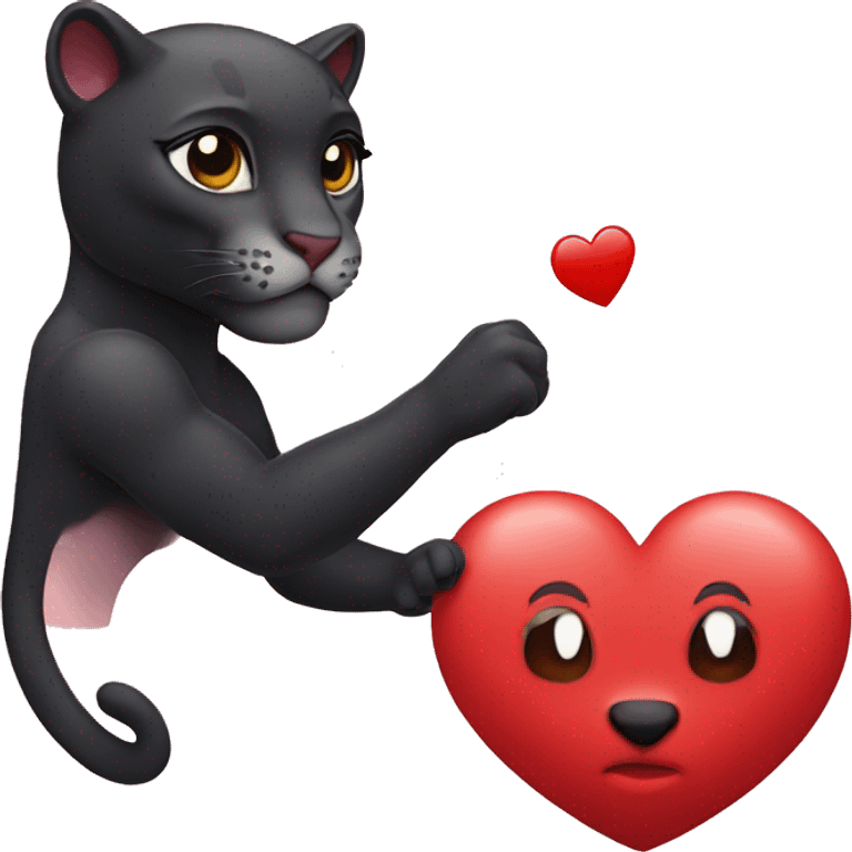 Heart with a panther emoji