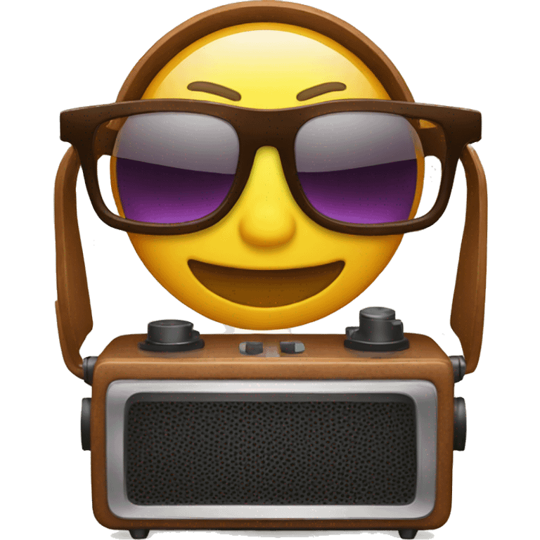 glasses on top of radio emoji