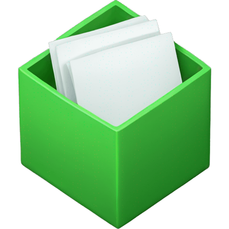 A white letter W in a green box 2D emoji