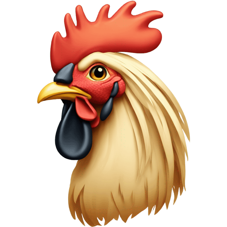 Attractive Rooster face with long blonde hair emoji