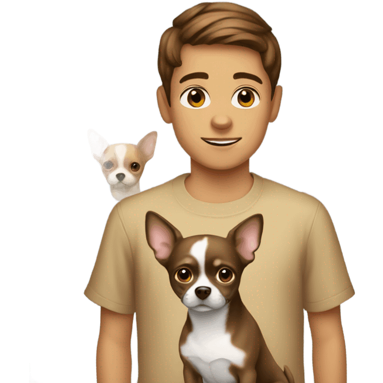 brown haired boy with chihuahua  emoji