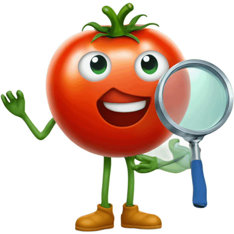 happy tomato with magnifying glass in hand emoji