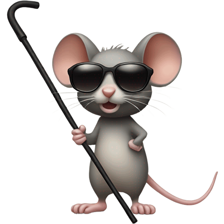 mouse with sunglasses and walking stick emoji