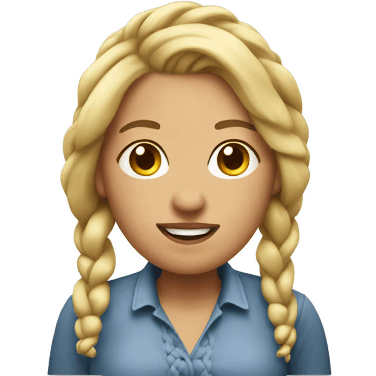 A blonde woman with braided hair texting than you! emoji