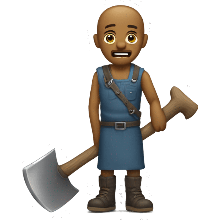 A weird looking man with a toy axe emoji