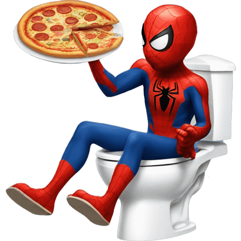 spiderman sitting on toilet eating pizza emoji