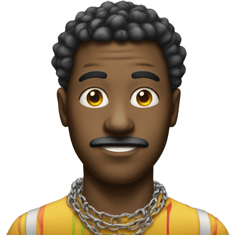 male portrait with necklace with a clown nose emoji