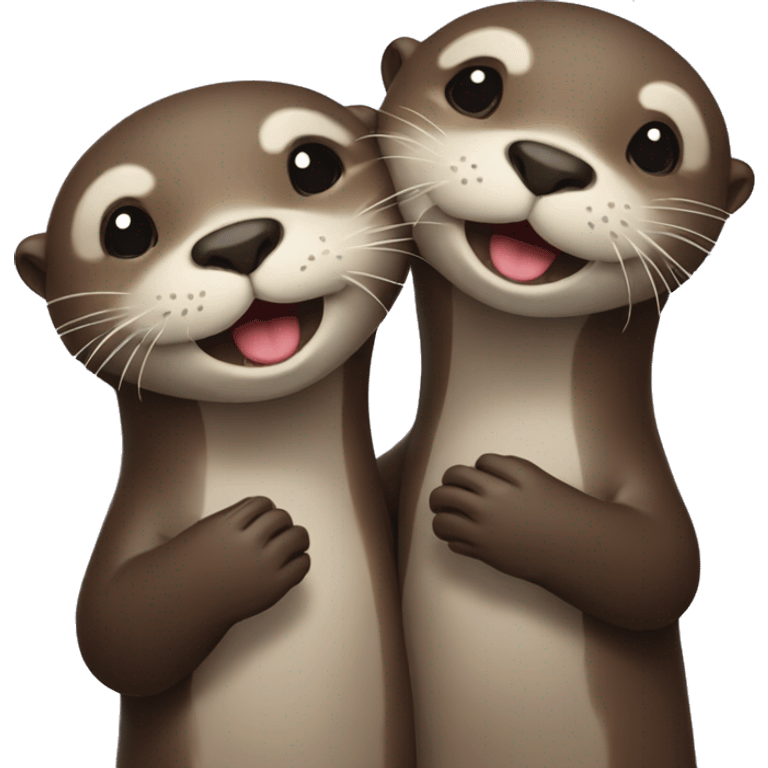 Smiling otters holding hands emoji