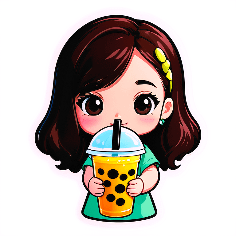 the girl holding bubble tea  emoji