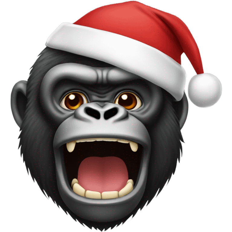 Gorilla crying laughing Christmas hat emoji