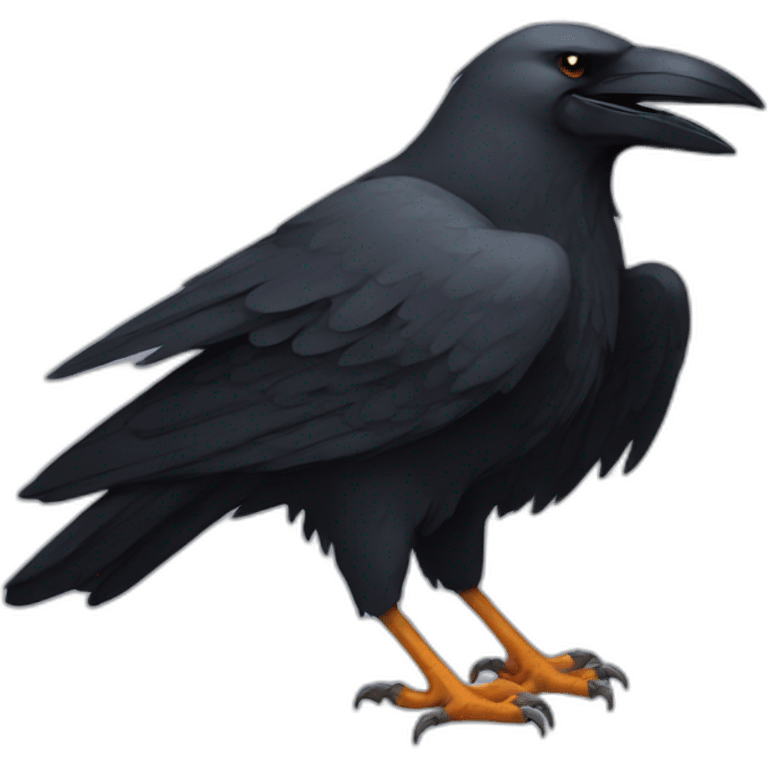 crow sitting on wolf emoji