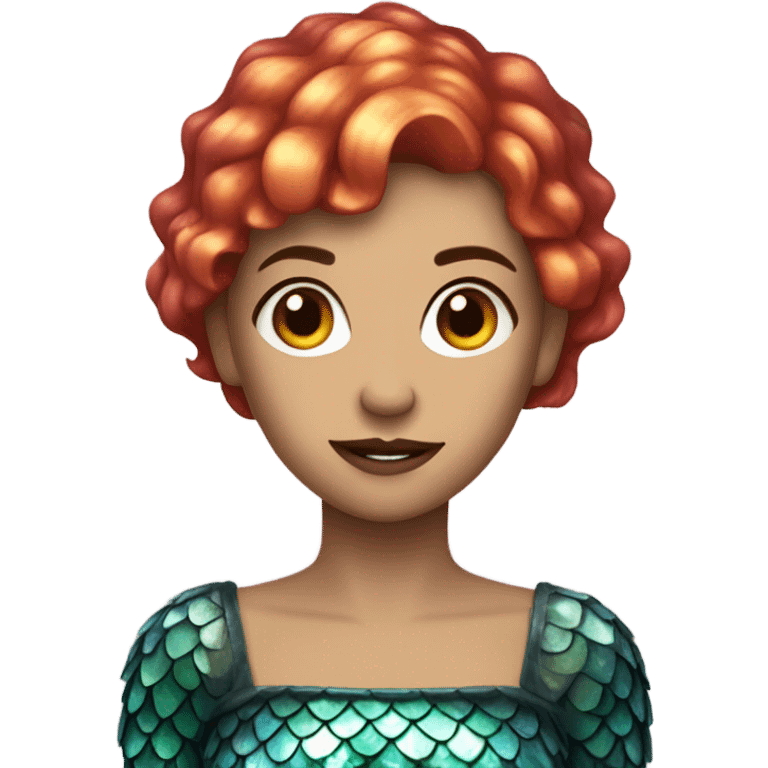 pretty evil siren girl, with fish scales and short hair emoji