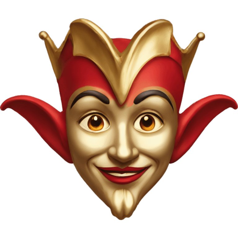 Vintage Jester high cheekbones, red, gilded  emoji