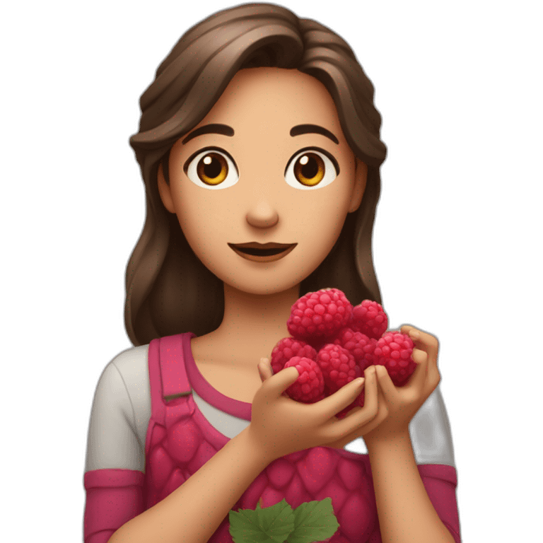 A girl with raspberries in her hands emoji