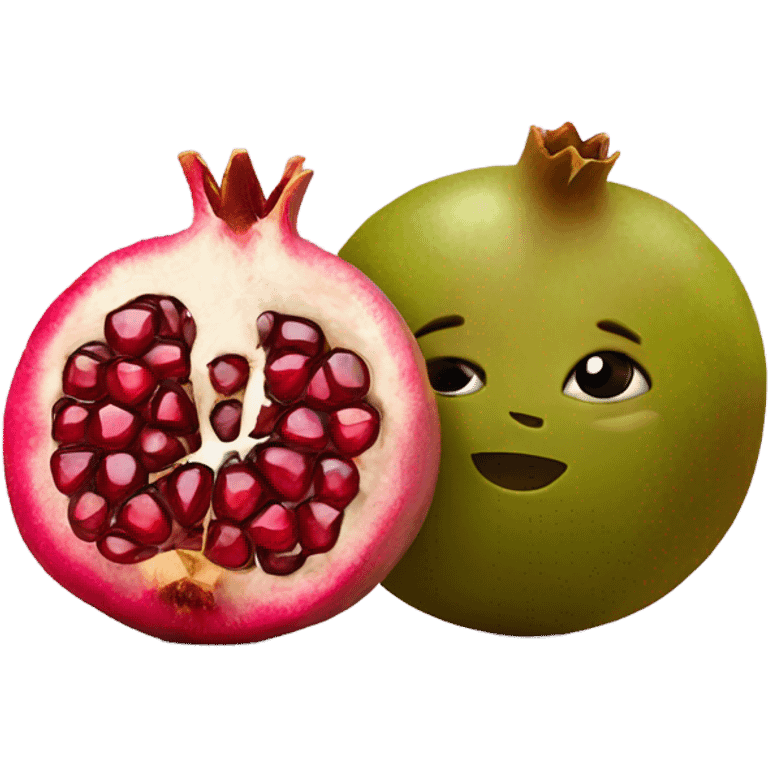 one kiwi and one pomegranate close to each other emoji