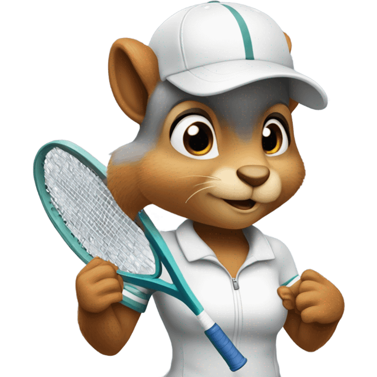 female squirrel playing tennis emoji