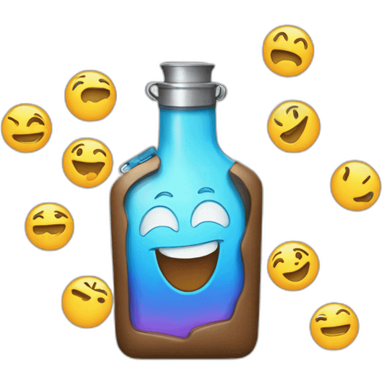 flask with laughing and happy emojis filling out emoji