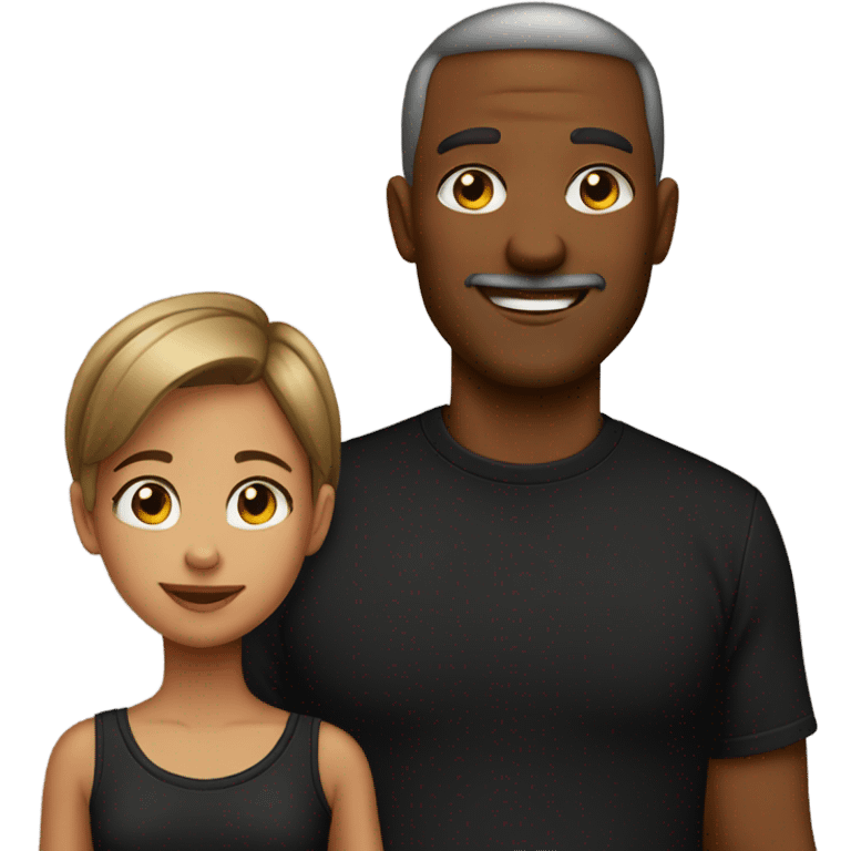 Dad and daughter in black shirts emoji