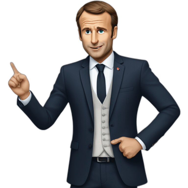 Macron boit du vinn emoji