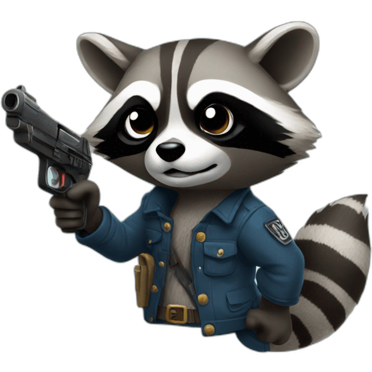 Raccoon pointing gun emoji