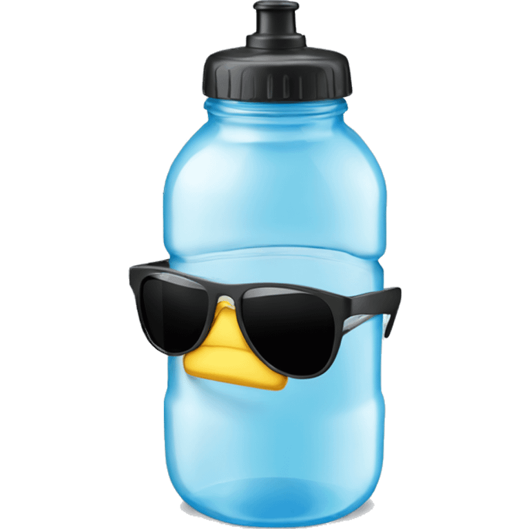 a waterbottle with sunglasses emoji