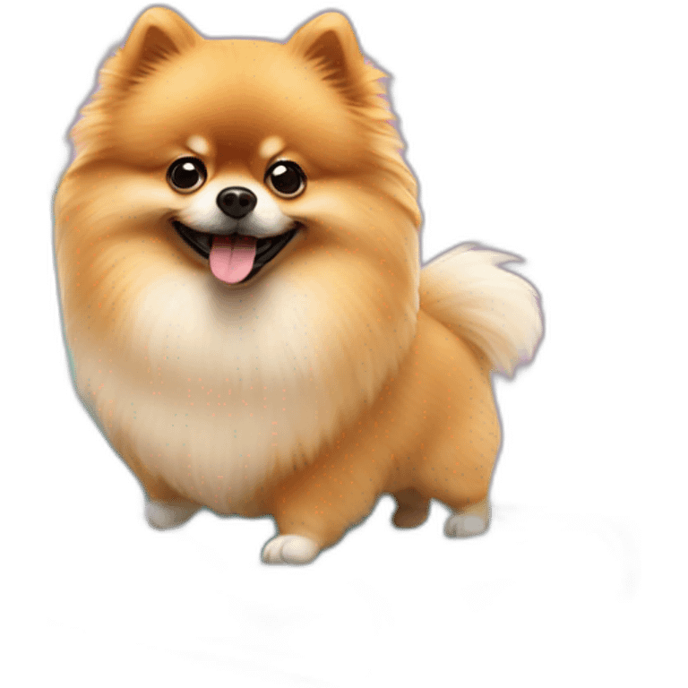 A Pomeranian, who goes down a slide emoji