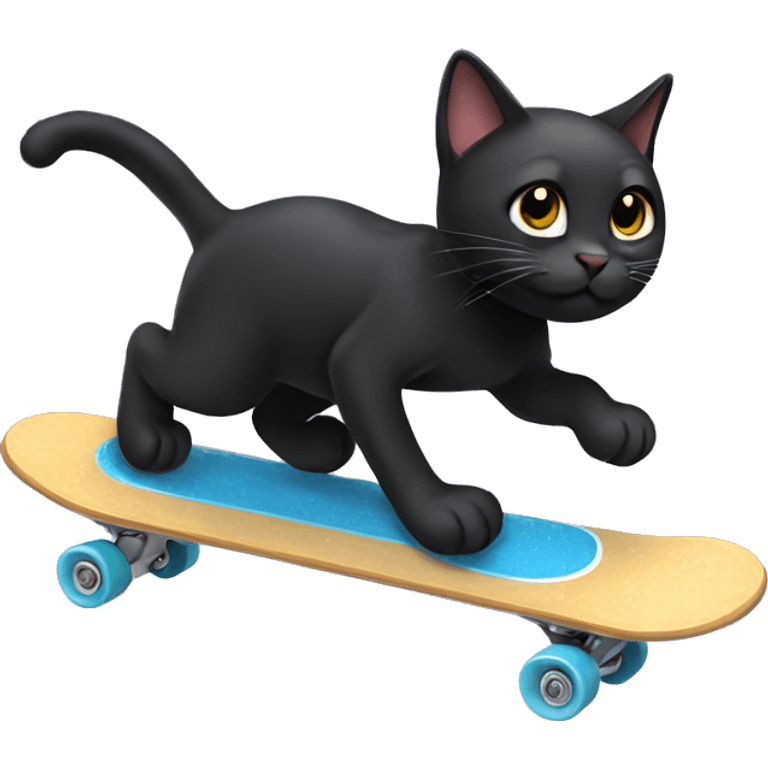 Black cat skating emoji