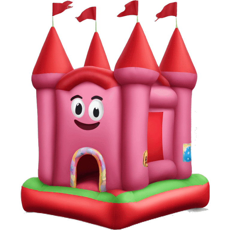 red bouncy inflatable castle  emoji