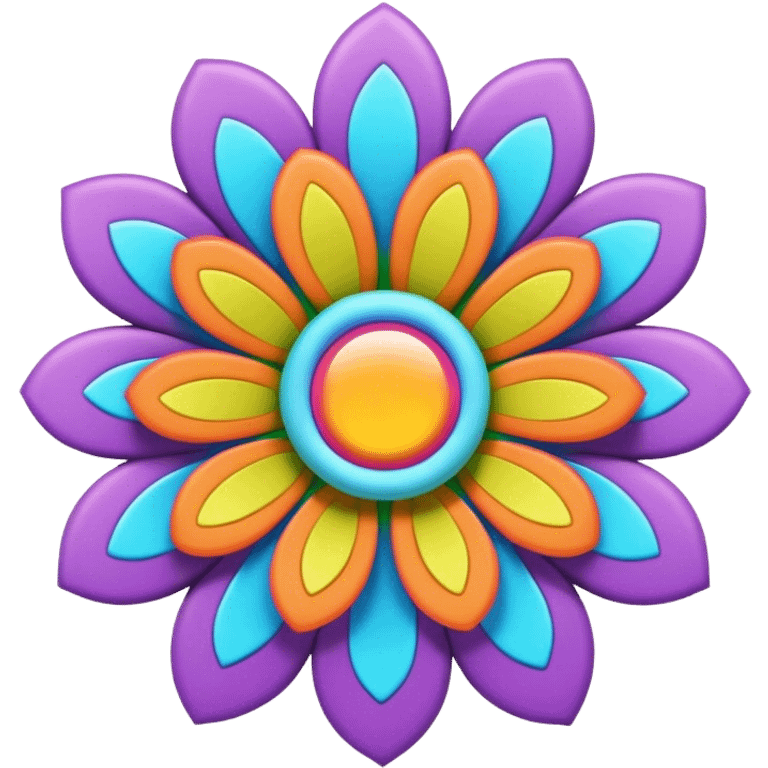 3D, psychedelic colored hippie style flower  emoji