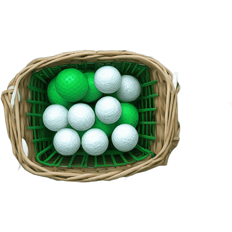 dark green golf range basket full of white golf balls emoji