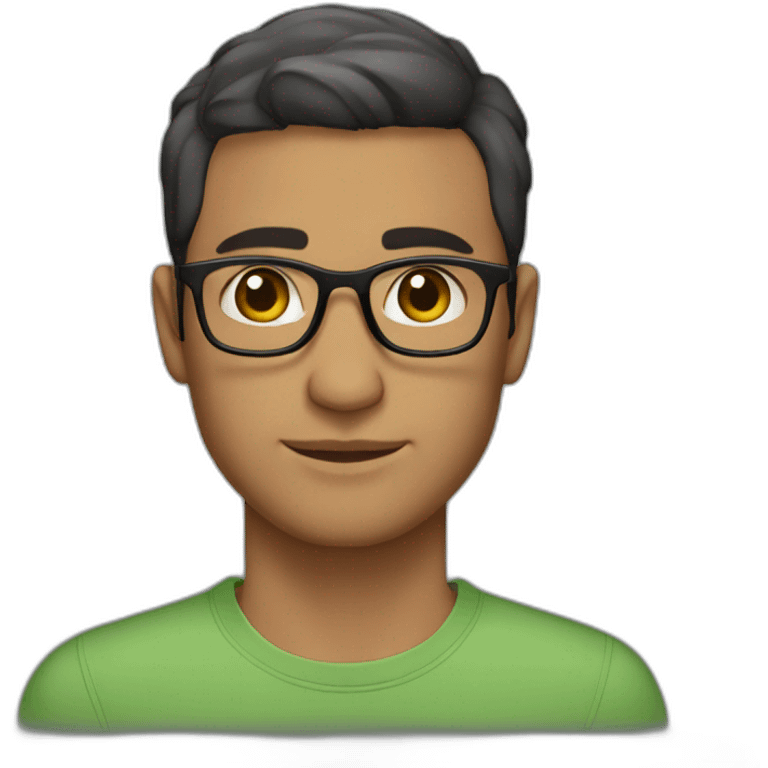 man with short haircut, honey/green eyes color, armenian traits, short beard, white regular skin color and glasses emoji