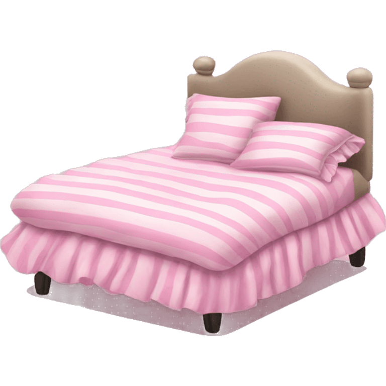 pink bed with ruffles and zebra print emoji