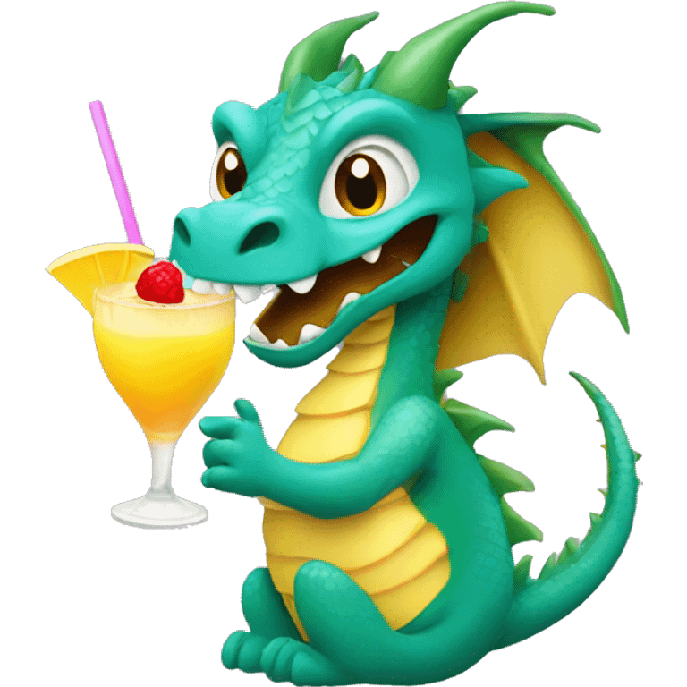 Dragon holding a pina colada emoji