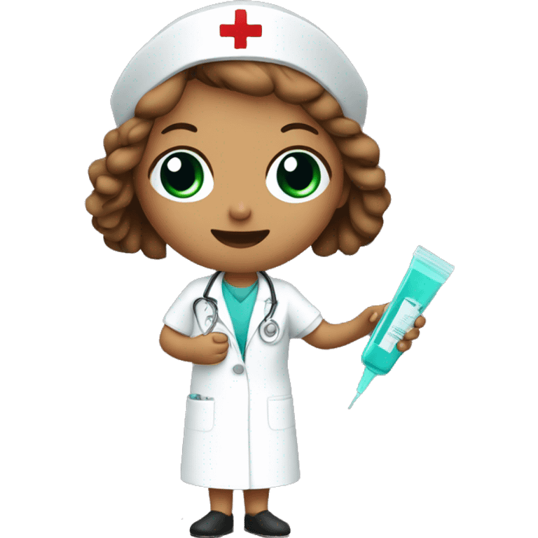 nurse with injection in her hand emoji